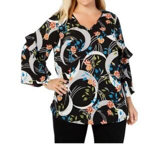 Alfani Plus Modern Spice Floral Print Blou…